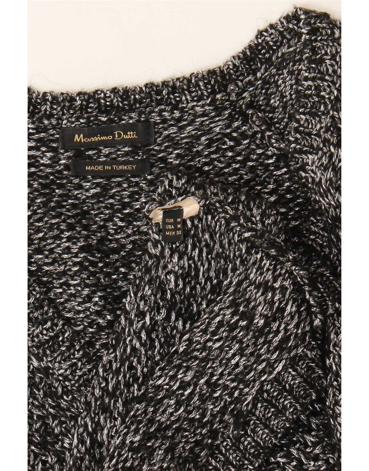 Pulover cu decolteu în V Massimo Dutti pentru femei UK 14 Medium Gri Pete
