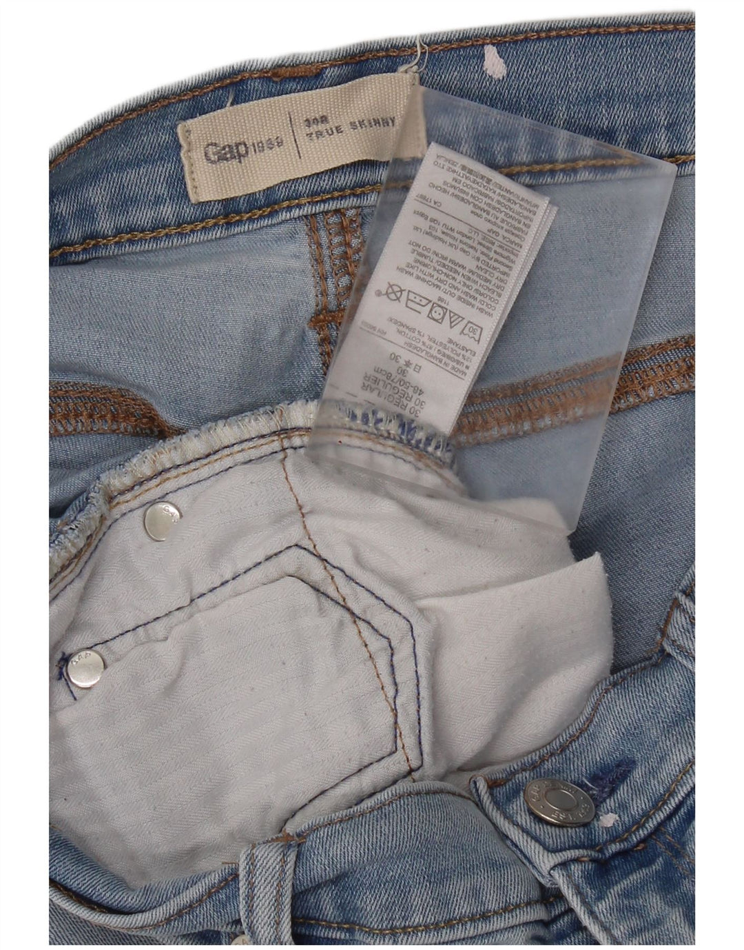 Blugi skinny pentru femei Gap L30 L27 Bumbac cu pete albastre