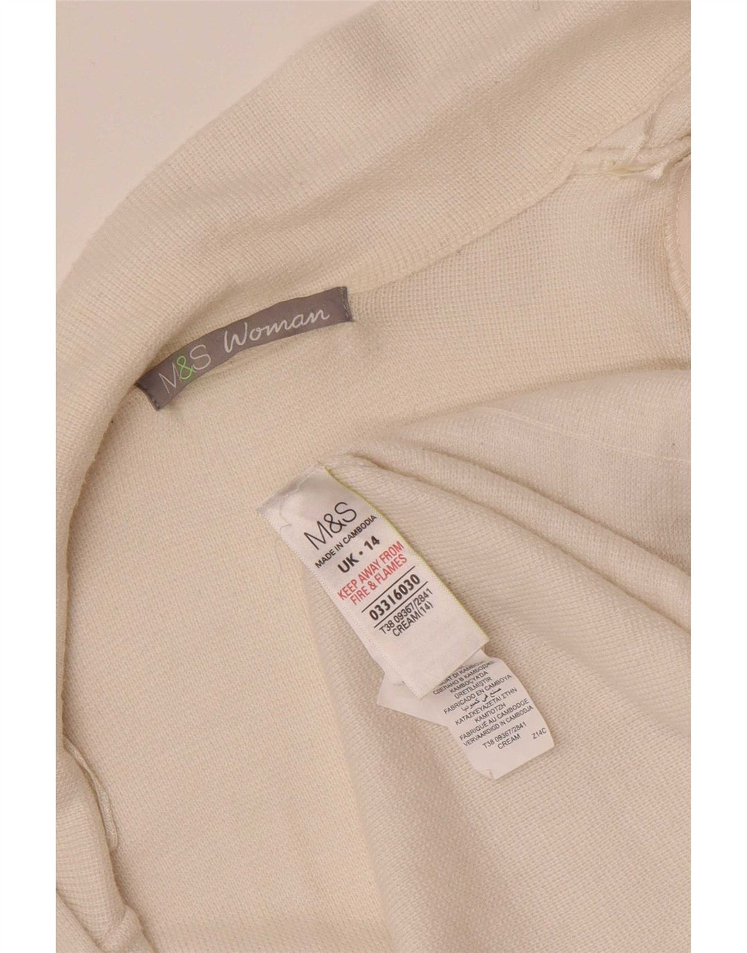 Pulover cardigan deschis pentru femei Marks & Spencer UK 14 Medium Bej Poliamidă