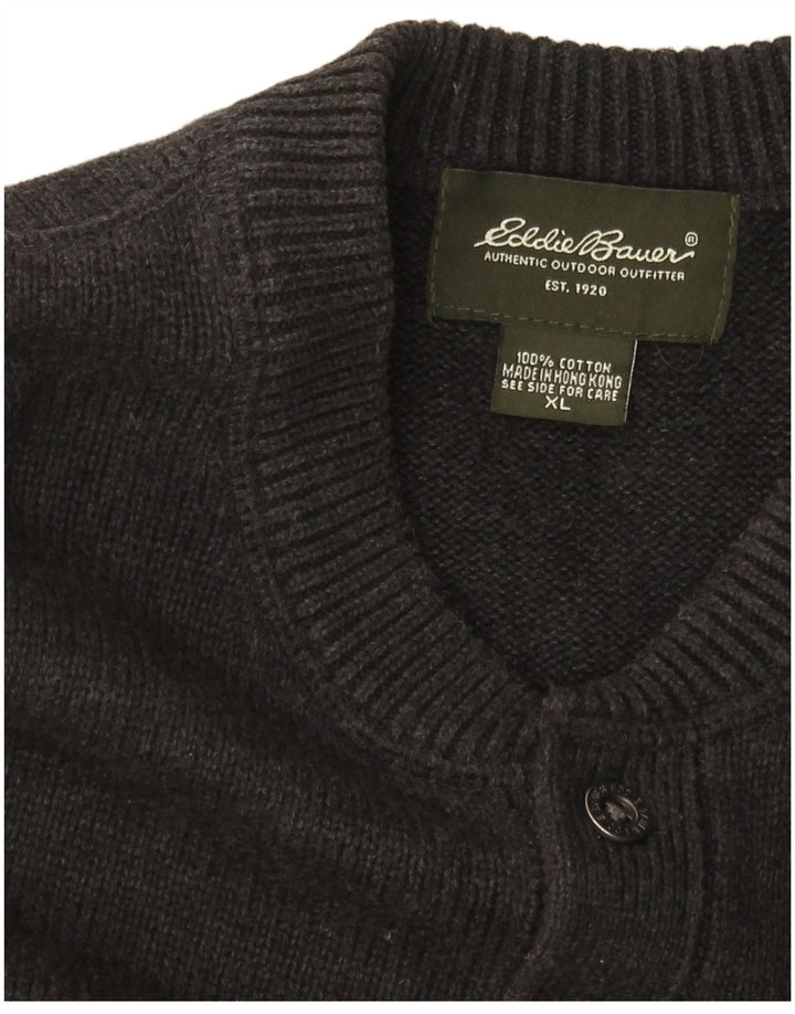 EDDIE BAUER Pulover pentru bărbați cu gât roșu, XL, bumbac gri
