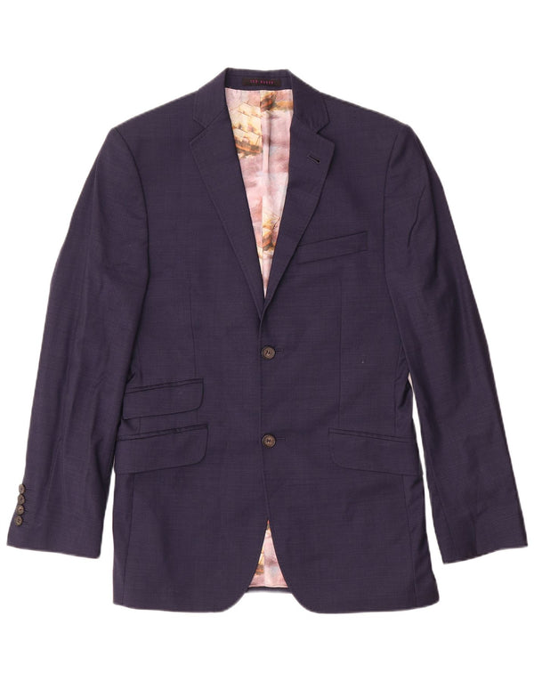 Jachetă pentru bărbați Ted Baker, cu 2 nasturi, UK 36, lână, albastru bleumarin