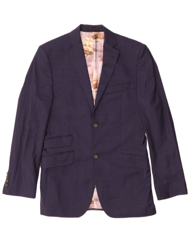 Jachetă pentru bărbați Ted Baker, cu 2 nasturi, UK 36, lână, albastru bleumarin