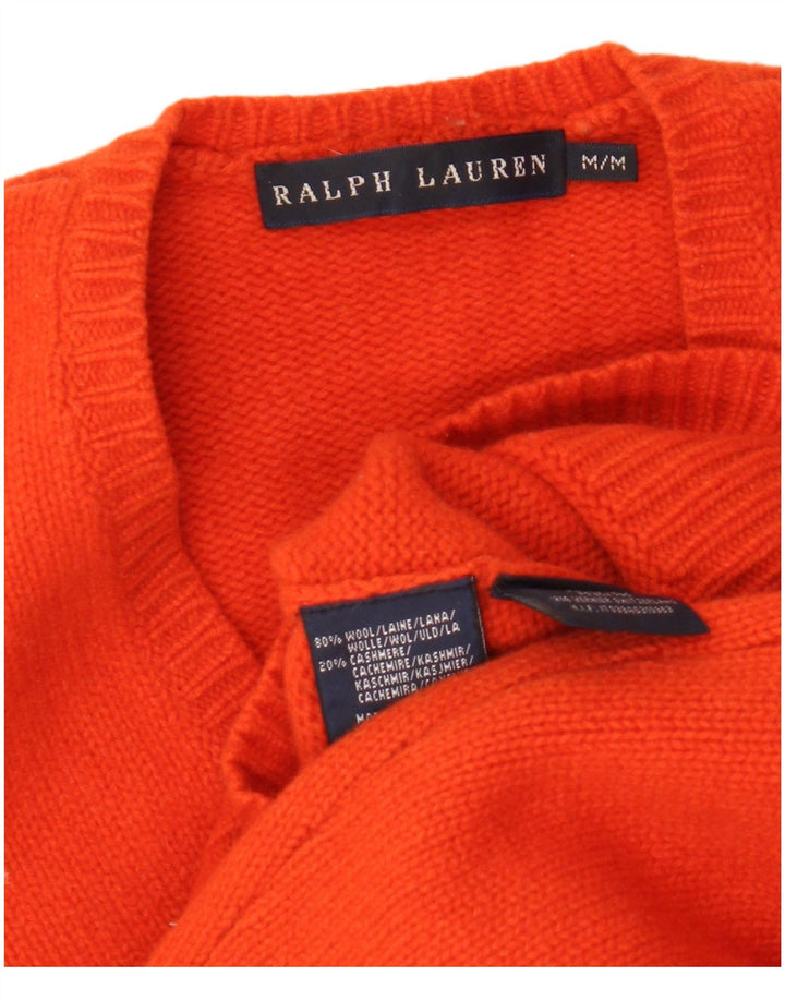 Pulover pentru femei Ralph Lauren cu decolteu în V UK 12 Lână portocalie medie