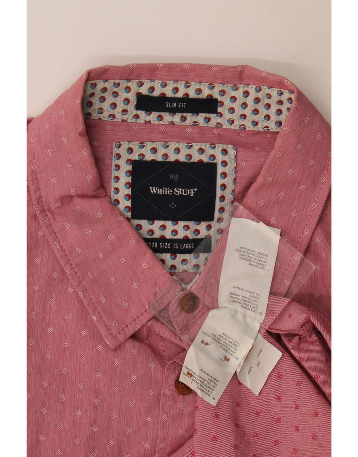 Cămașă Slim Fit pentru bărbați White Stuff, bumbac mare cu pete roz