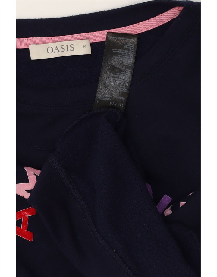 Pulover cu grafic pentru femei Oasis UK 14 Medium Bluemarin Blue Viscose