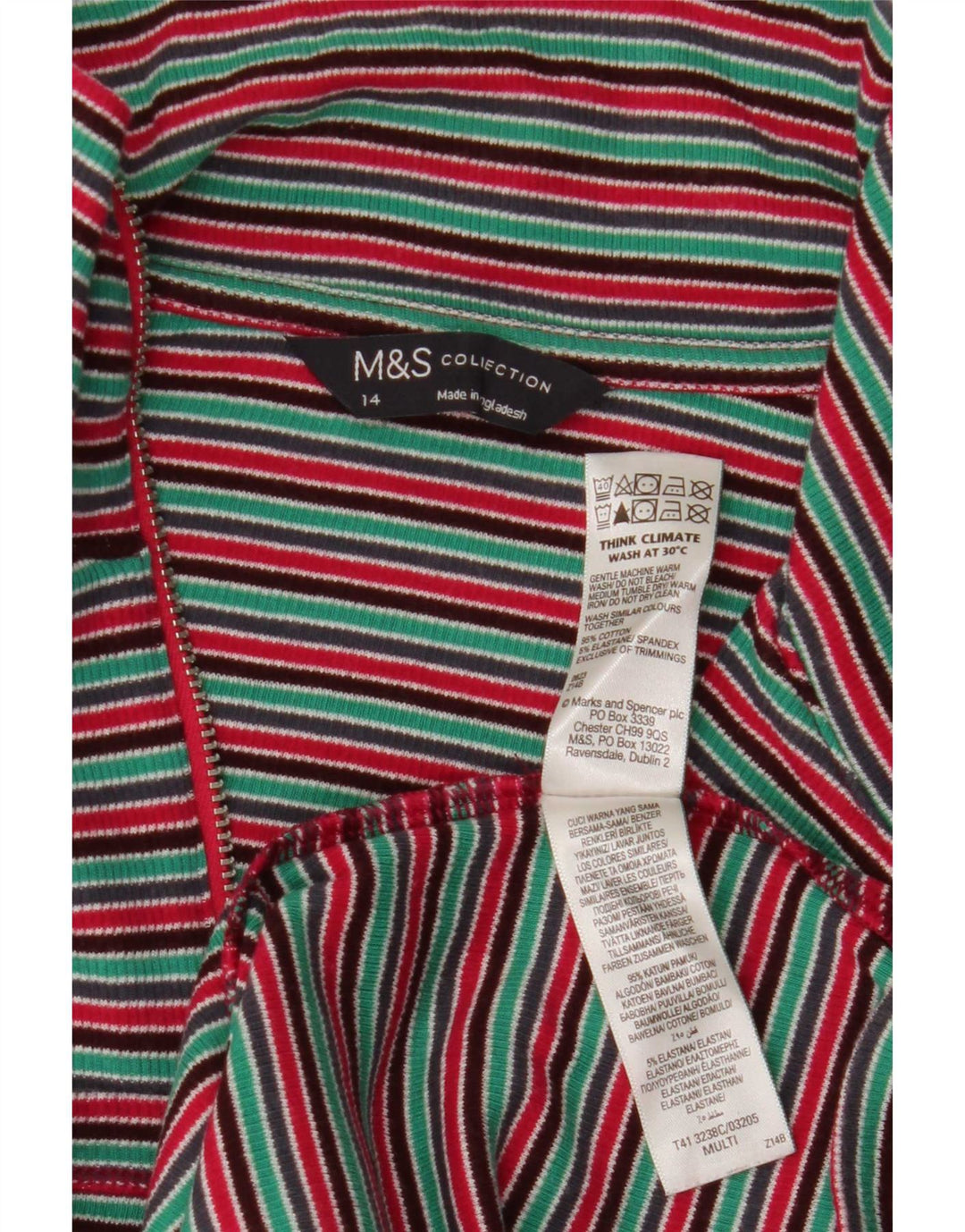 Marks & Spencer Top pentru femei cu mânecă lungă UK 14 Mediu, multicolor, cu dungi