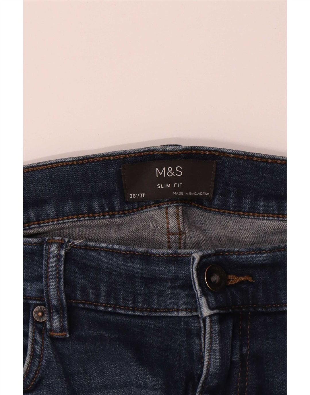 Blugi subțiri pentru bărbați Marks & Spencer W36 L29 Bumbac albastru