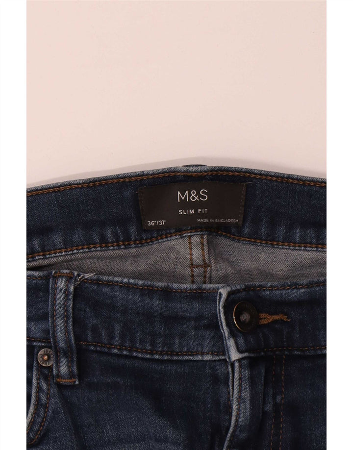 Blugi subțiri pentru bărbați Marks & Spencer W36 L29 Bumbac albastru