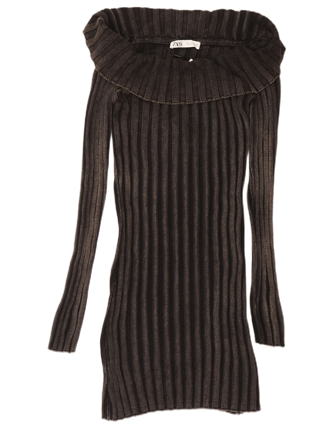 ZARA Rochie Jumper cu mânecă lungă pentru femei UK 14, mare, negru, bumbac