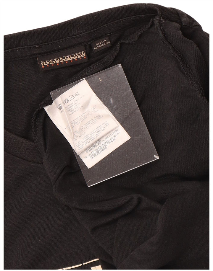 NAPAPIJRI Tricou grafic Geographic pentru bărbați Top mare bumbac negru