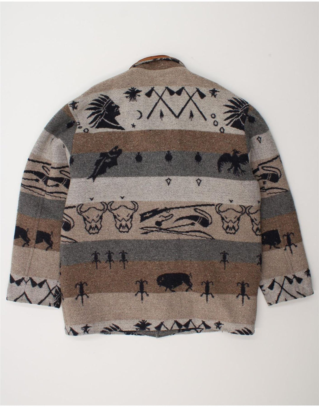 Jachetă vintage pentru bărbați cu model abstract, UK 42 XL, gri Fair Isle