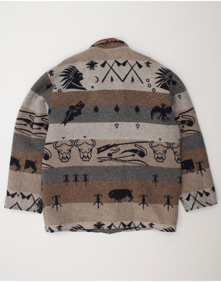 Jachetă vintage pentru bărbați cu model abstract, UK 42 XL, gri Fair Isle