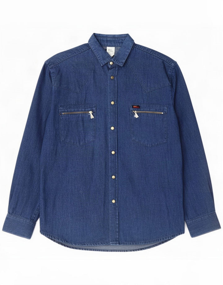 Roy Rogers Cămașă de denim pentru bărbați, bumbac albastru mediu
