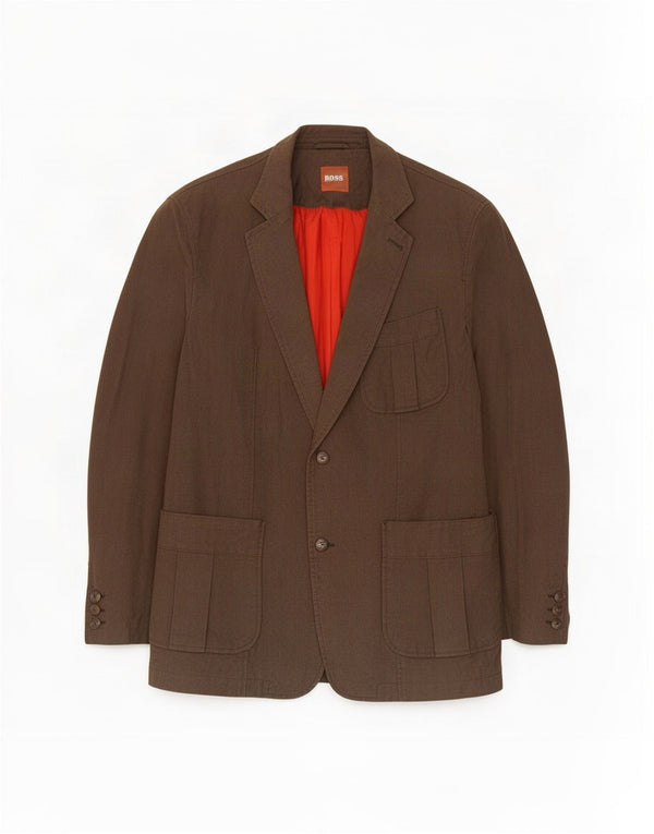 Blazer pentru bărbați Hugo Boss cu 2 nasturi EU 54 2XL bumbac maro