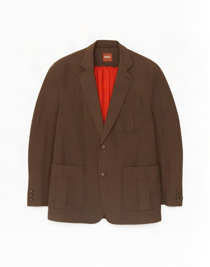 Blazer pentru bărbați Hugo Boss cu 2 nasturi EU 54 2XL bumbac maro
