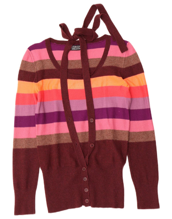 Pulover cardigan pentru femei Sonia Rykiel UK 10 mic multicolor cu dungi