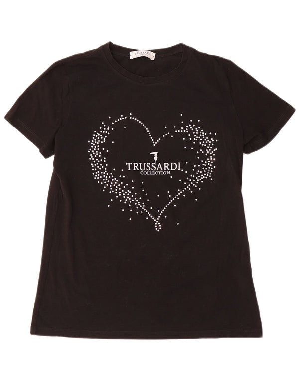 Tricou grafic Trussardi pentru femei Top UK 20 2XL Bumbac negru