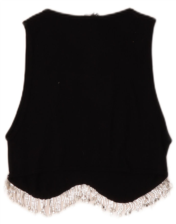 Crop Top pentru femei Zara UK 12 Medium Black Nylon