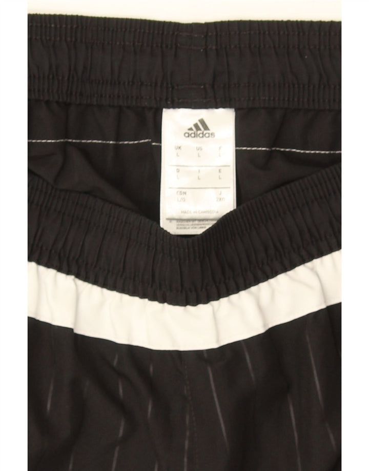 Pantaloni scurți sport pentru bărbați Adidas, mari, negru, poliester cu dungi