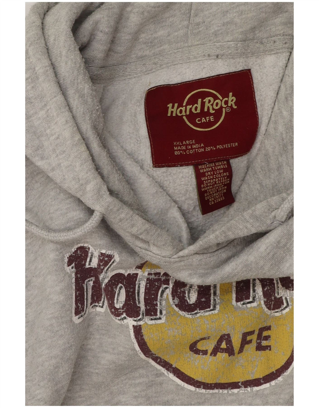 Hard Rock Cafe pentru bărbați Barcelona Graphic Hoodie Pulover 2XL, bumbac cu pete gri