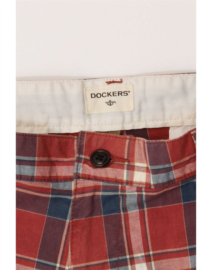 Pantaloni scurți chino Dockers pentru bărbați W34, bumbac cu carouri roșii mari