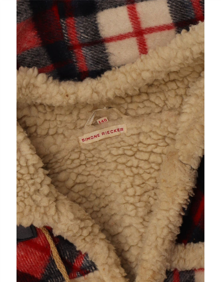 Jachetă Sherpa Duffle pentru fete SIMONE, 9-10 ani, roșu check