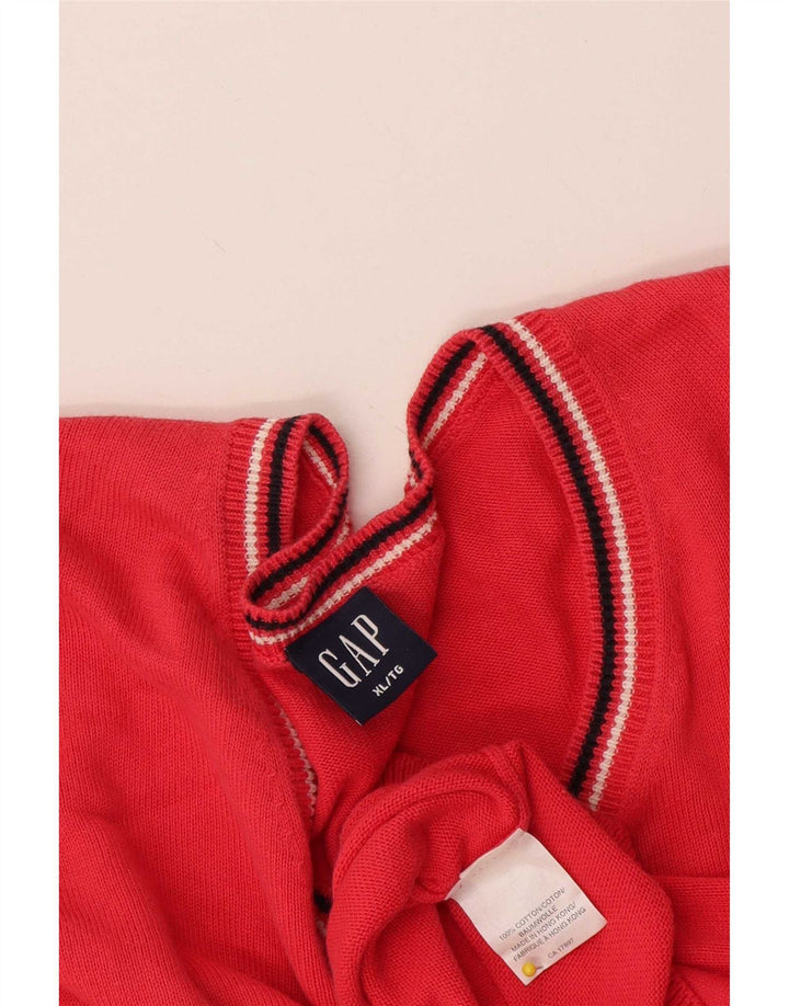 Pulover pentru bărbați Gap cu decolteu în V, XL, bumbac roșu
