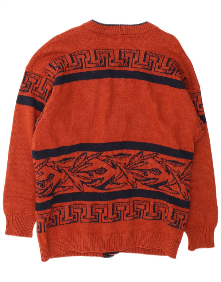 Pulover cardigan grafic pentru bărbați ICEBERG, lână virgină geometrică, maro medie