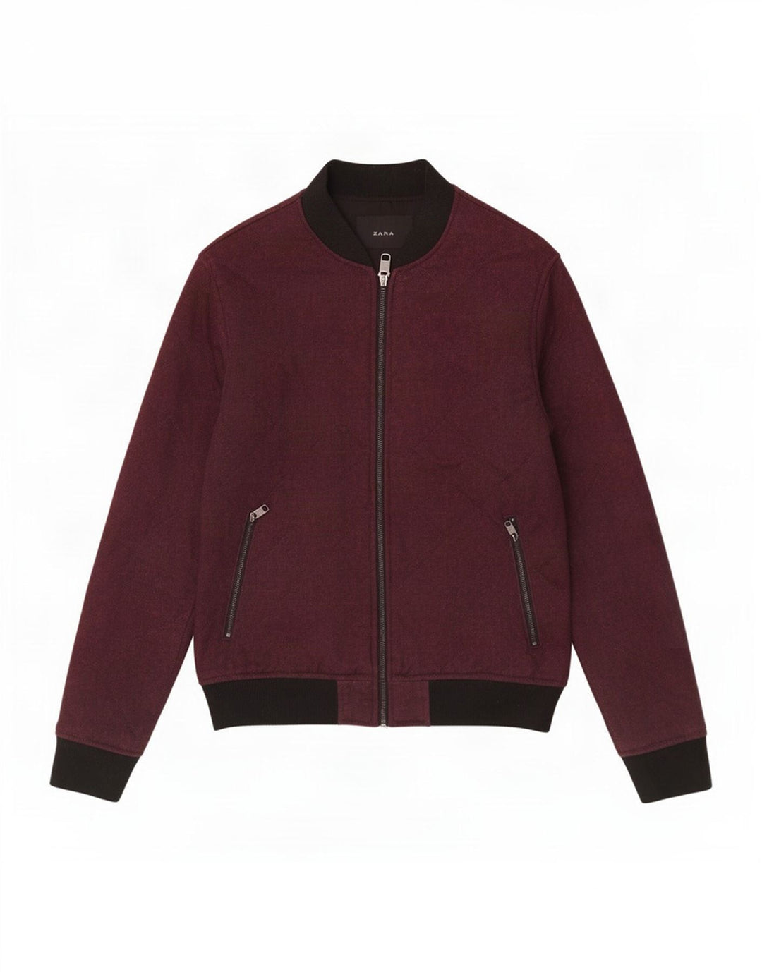 Jachetă Bomber pentru bărbați Zara UK 36 Mic Burgundy Poliester bloc de culoare
