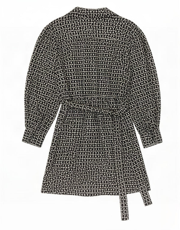Rochie A-Line cu mânecă lungă pentru femei Marks & Spencer UK 10 Mic Negru Geometric