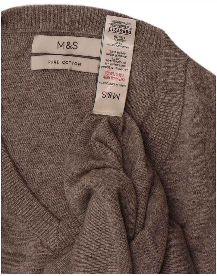 Pulover pentru bărbați Marks & Spencer, cu decolteu în V, mare, gri, bumbac