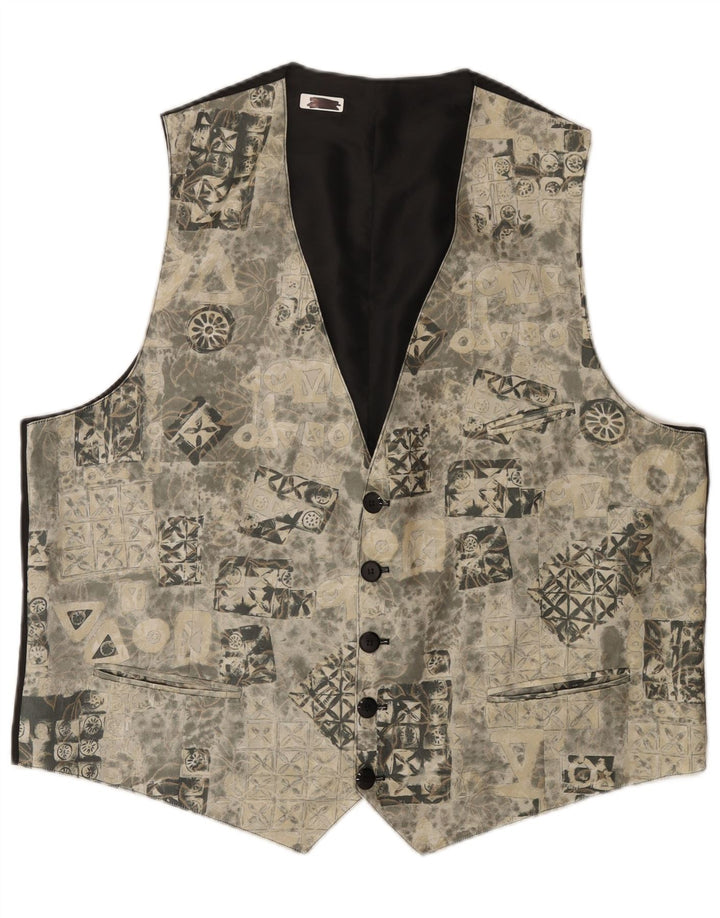 Vestă vintage pentru bărbați cu model abstract 2XL gri poliacrilic