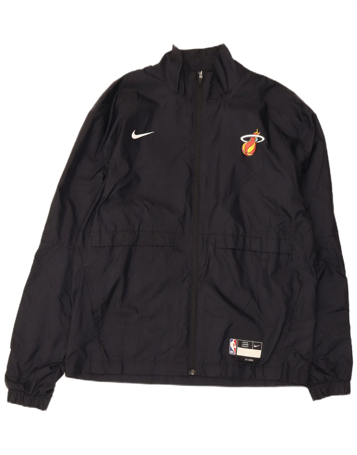 Jachetă de top pentru trening Miami Heat Nike pentru bărbați, nailon colorblock mediu, negru