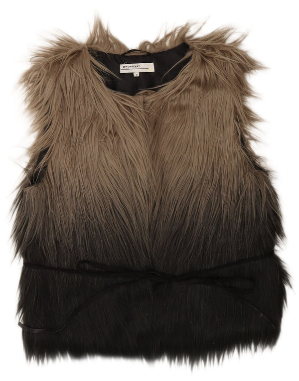Gilet Broadway pentru femei din blană artificială UK 14, gri mediu, modacrl color bloc