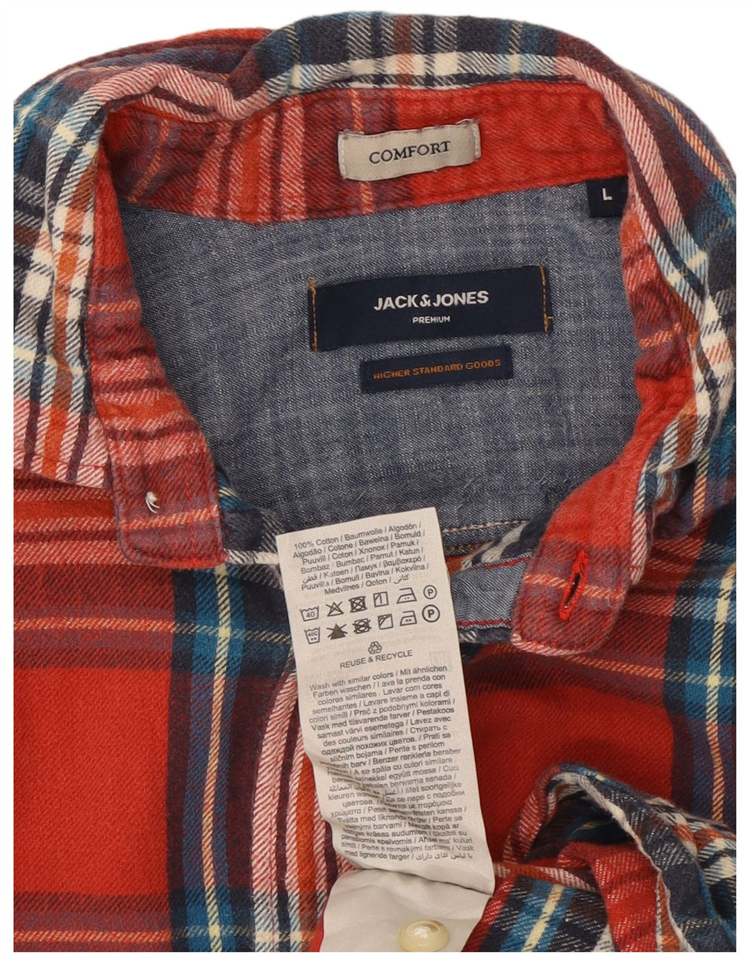 Cămașă Jack & Jones pentru bărbați din flanel mare, roșu, din bumbac