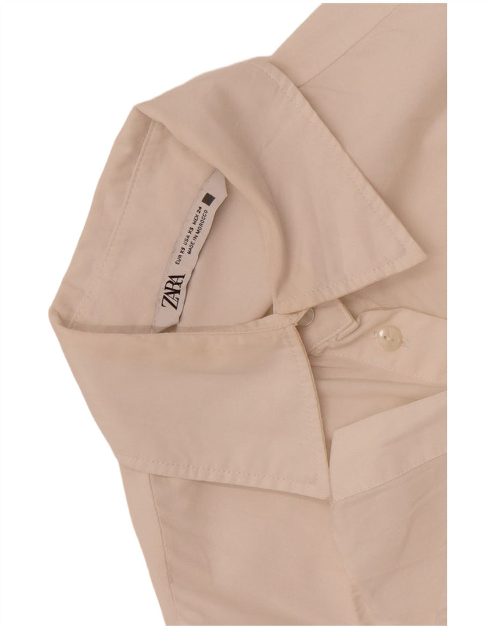 Bluză cămașă supradimensionată pentru femei Zara UK 6 XS Albă