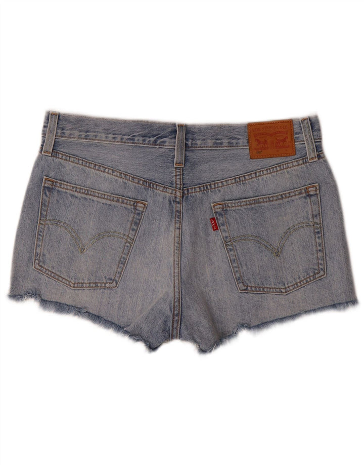 Pantaloni scurți Levi's pentru femei 501 din denim distressed W31, bumbac albastru mediu