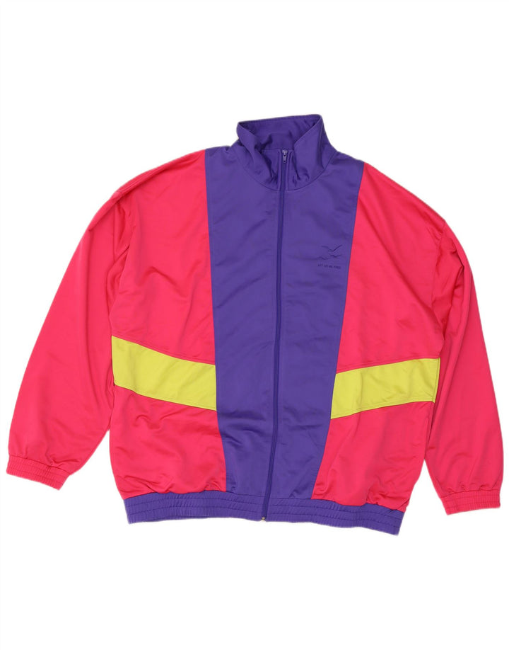 Jachetă de trening vintage pentru bărbați, 2XL, roșu, poliester color bloc