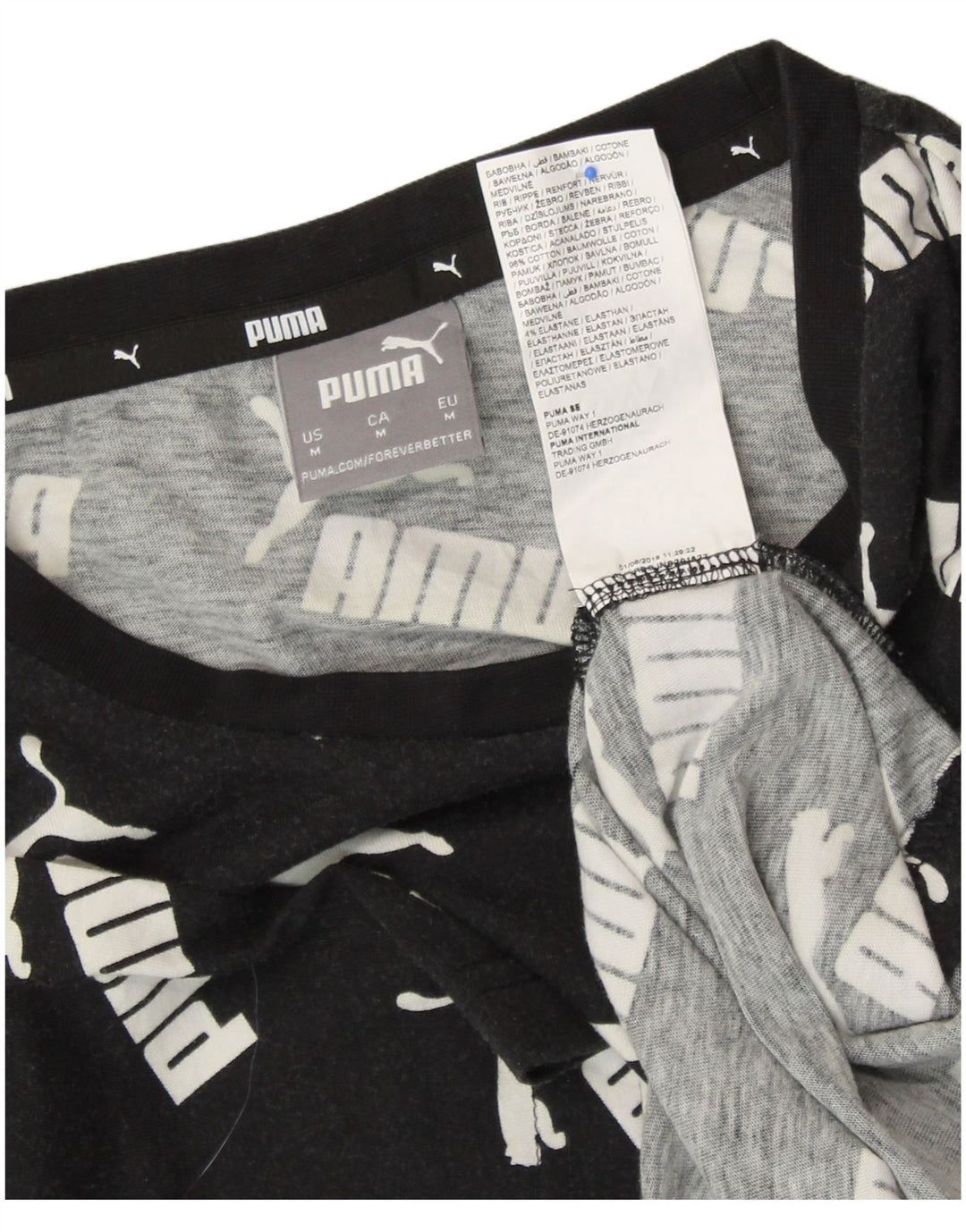 Tricou grafic PUMA pentru bărbați Top mediu din bumbac negru