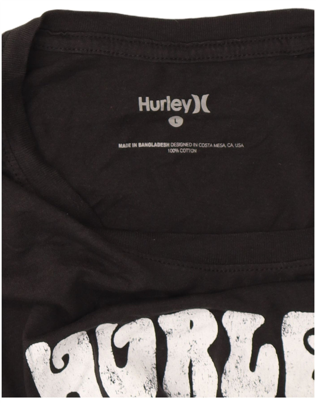 Tricou grafic HURLEY pentru bărbați Top mare din bumbac negru