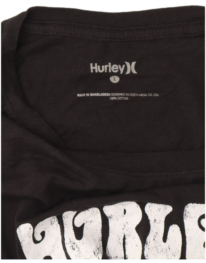 Tricou grafic HURLEY pentru bărbați Top mare din bumbac negru