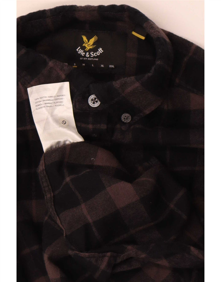 Cămașă de flanel pentru bărbați Lyle & Scott, bumbac cu carouri mici, maro