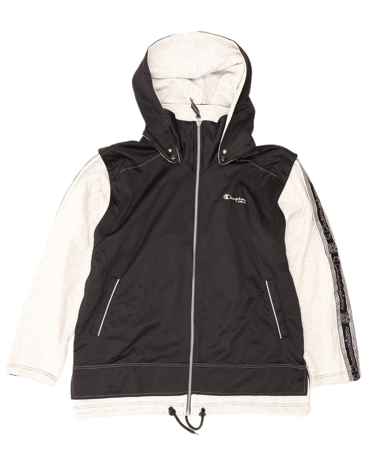 Jachetă de top pentru trening cu glugă pentru bărbați Champion, negru mediu, color block