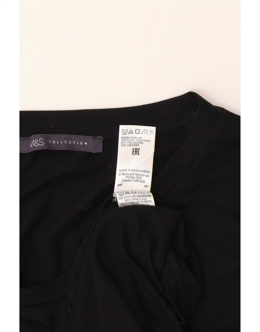 Marks & Spencer Top pentru femei cu mânecă lungă UK 10 Poliester negru mic