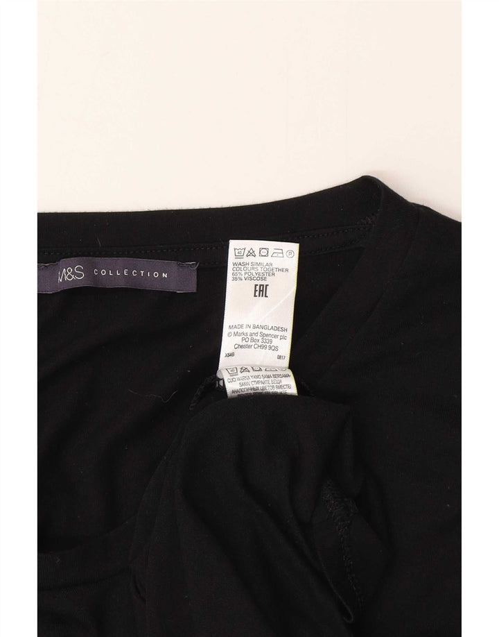 Marks & Spencer Top pentru femei cu mânecă lungă UK 10 Poliester negru mic