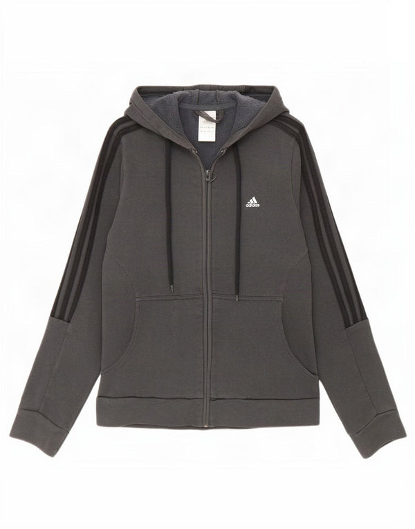 Pulover Adidas pentru femei cu fermoar, UK 14, bumbac gri mediu