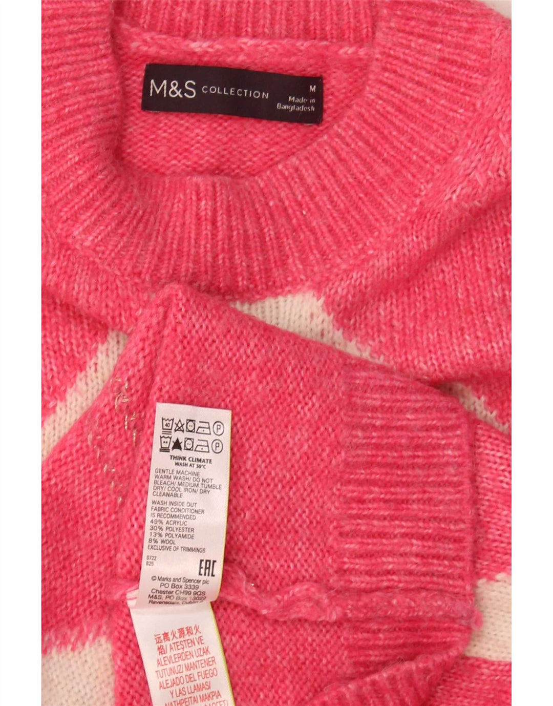 Pulover pentru femei Marks & Spencer cu decolteu rotund Roz mediu UK 14