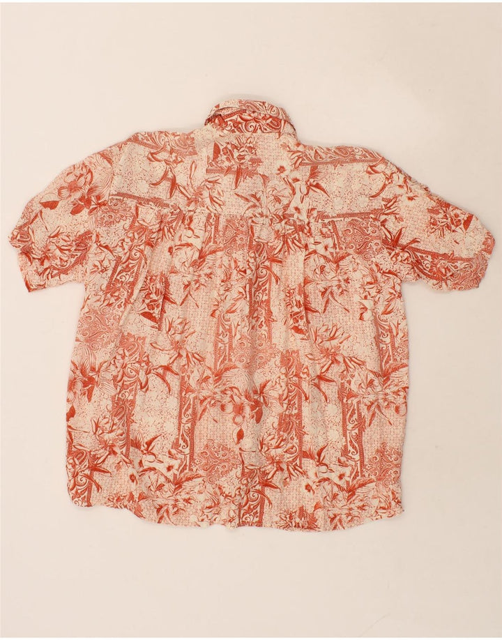 SISLEY Womens Short Sleeve Shirt IT 44 Medium Red Floral Vintage Sisley and Second-Hand Sisley from Messina Hembry 