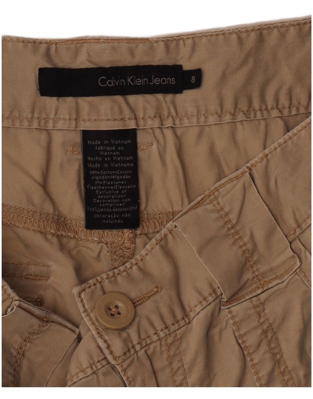 Pantaloni scurți casual pentru femei Calvin Klein Jeans US 8 Medium W30 Bej Clasic