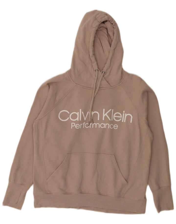 CALVIN KLEIN Pulover de performanță cu capota largi pentru femei UK 14 Bej mediu